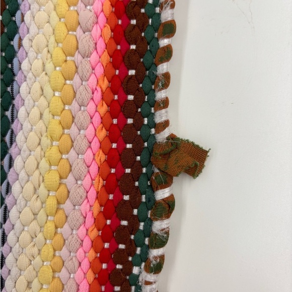 Vtg. Handmade Rag Rug Crocheted Edge, Reversible Floor Mat - Picture 5 of 7